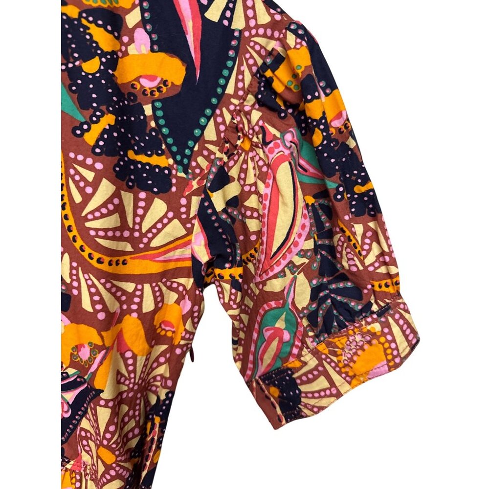 A.L.C. Carey Women's Dress Printed Puff Sleeve Mini V-Neck Fit Flare Size 0 NEW - Picture 5 of 13